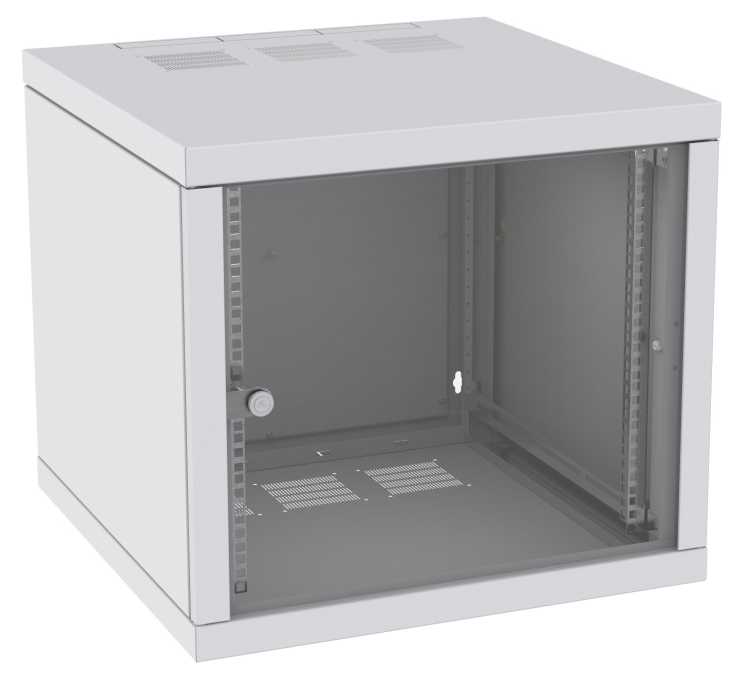 19"-Wandverteiler Z-BOX von ZPAS - hochstabile 100 kg Traglast - 15 HE - 400 mm Tiefe - Glastür - lichtgrau