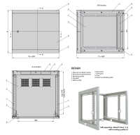 19"-Wandverteiler Z-BOX von ZPAS - hochstabile 100 kg Traglast - 15 HE - 400 mm Tiefe - Glastür - lichtgrau