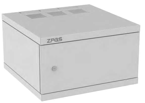 19&quot;-Wandverteiler Z-BOX von ZPAS - hochstabile 100 kg Traglast - 6 HE - 600 mm Tiefe - Blecht&uuml;r - lichtgrau