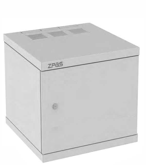 19&quot;-Wandverteiler Z-BOX von ZPAS - hochstabile 100 kg Traglast - 12 HE - 600 mm Tiefe - Blecht&uuml;r - lichtgrau