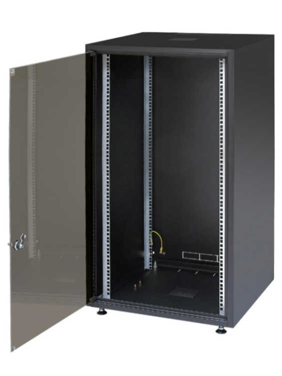 19"-Serverschrank SJB - 15 HE - BxT 600x800 mm - Glastür - Rückwand - schwarz