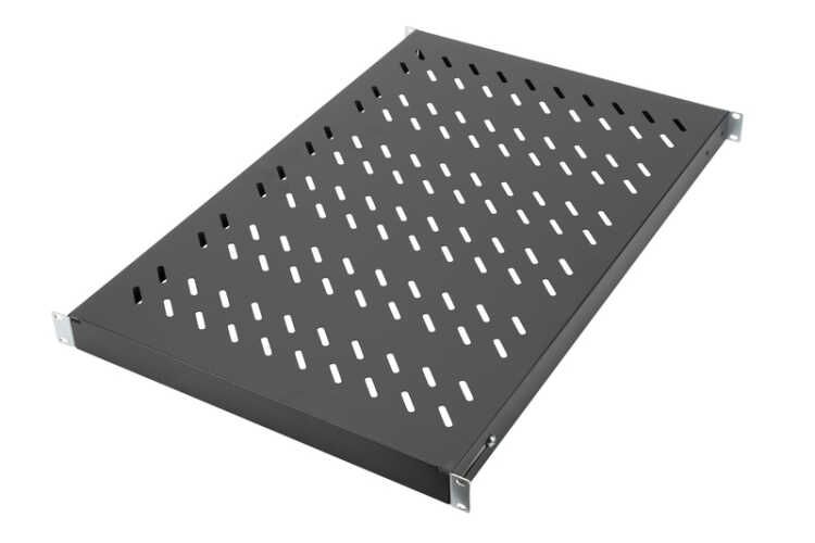 19"-Fachboden - 700 mm Tiefe - 1 HE - 50 Kg Traglast - schwarz
