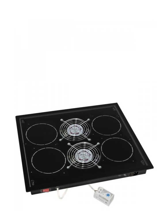 Lüftereinheit für TRITON Standschränke - 2 Lüfter - mit Thermostat - 300 m³/h Luftdurchsatz - schwarz