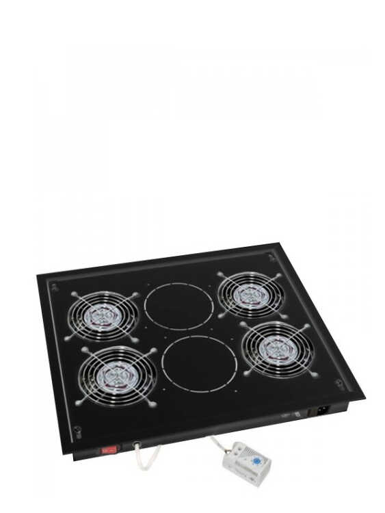 Lüftereinheit für TRITON Standschränke - 4 Lüfter - mit Thermostat - 139 m³/h Luftdurchsatz - schwarz