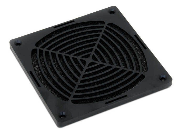 Kunststoff-Schutzgitter für 120 x 120 mm-Ventilatoren mit Filter - schwarz