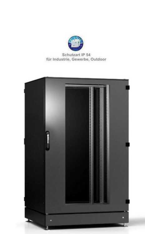 IS-1 Netzwerkrack von SCHÄFER - Sichttür - Vollblechtür - 25 HE - Schutzgrad IP54 - 800x800 mm - Sockel - schwarz