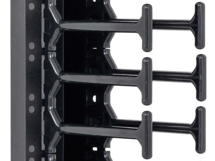 Kabelführungspanel von TRITON für 42 HE Schränke - Kammschiene zweireihig - Zinkenlänge 75mm - für 800mm Schrankbreite - schwarz