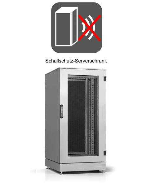 Schallgedämmter Serverschrank SCHÄFER IS-1 silenced - 25 HE - 600x1000 mm - Sichttür/Vollblechtür - Sockel - grau