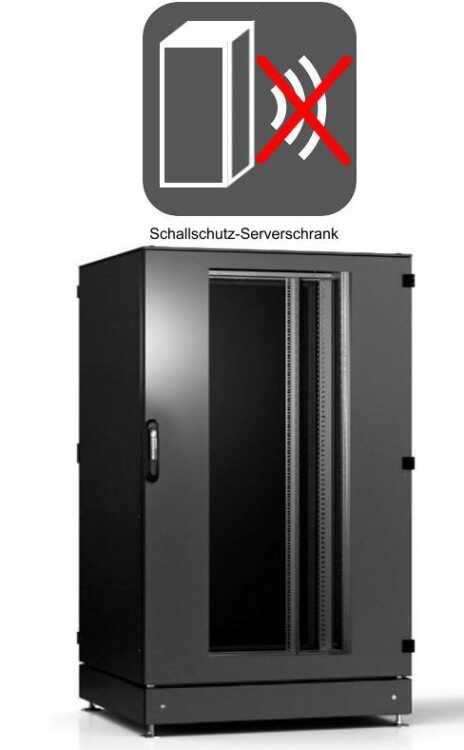 Schallgedämmter Serverschrank SCHÄFER IS-1 silenced - 25 HE - 600x1000 mm - Sichttür/Vollblechtür - Sockel - schwarz