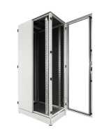 Schallgedämmter Serverschrank SCHÄFER IS-1 silenced - 43 HE - BxT 600x1000 mm - Sichttür - Vollblechtür - Sockel - 4 Silent-Ventilatoren - lichtgrau