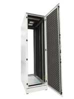Schallgedämmter Serverschrank SCHÄFER IS-1 silenced - 43 HE - BxT 600x1000 mm - Sichttür - Vollblechtür - Sockel - 4 Silent-Ventilatoren - lichtgrau