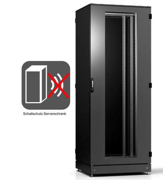 Schallgedämmter Serverschrank SCHÄFER IS-1 silenced - 43 HE - 600x1000 mm - Sichttür/Vollblechtür - Sockel - schwarz
