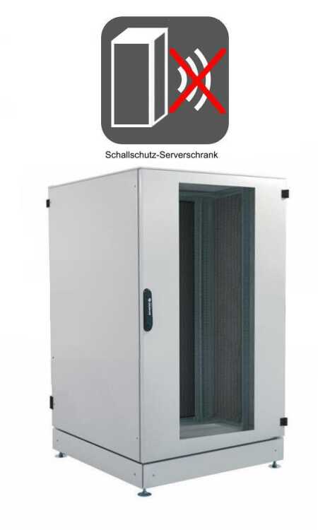 Schallgedämmter Serverschrank SCHÄFER IS-1 silenced - 25 HE - 800x800 mm - Sichttür/Vollblechtür - Sockel - grau