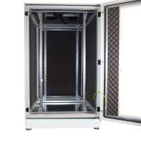Schallgedämmter Serverschrank SCHÄFER IS-1 silenced - 25 HE - 800x800 mm - Sichttür/Vollblechtür - Sockel - grau