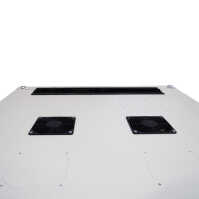 Schallgedämmter Serverschrank SCHÄFER IS-1 silenced - 25 HE - BxT 800x800 mm - Sichttür - Vollblechtür - Sockel - 2 Silent-Ventilatoren - lichtgrau