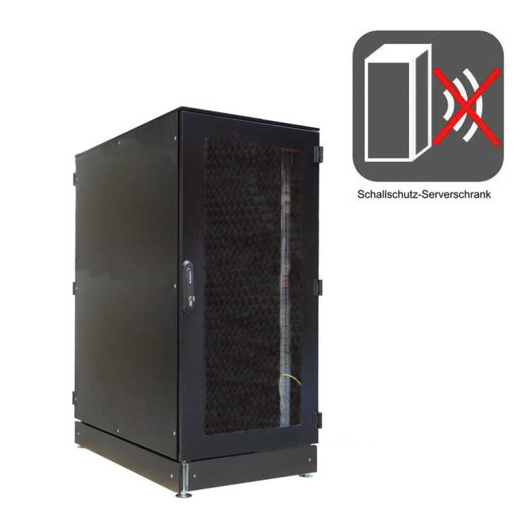 Schallgedämmter Serverschrank SCHÄFER IS-1 silenced - 25 HE - 800x800 mm - Sichttür/Vollblechtür - Sockel - schwarz
