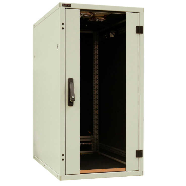 Schallgedämmter Serverschrank SILENCE RACK - 24 HE - 600 x 1.000 mm - lichtgrau