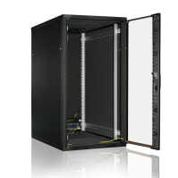 Schallgedämmter Serverschrank SILENCE RACK - 24 HE - 2 SILENT-Lüfter - 600 x 800 mm - Sichttür - Vollblechtür - schwarz