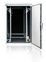 Schallgedämmter Serverschrank SILENCE RACK - 24 HE - 2 SILENT-Lüfter - 800 x 1.000 mm - Sichttür - Vollblechtür - lichtgrau