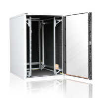 Schallgedämmter Serverschrank SILENCE RACK - 24 HE - 2 SILENT-Lüfter - 800 x 1.000 mm - Sichttür - Vollblechtür - lichtgrau