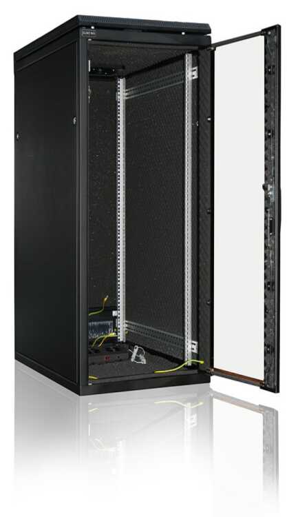 Schallgedämmter Serverschrank SILENCE RACK - 42 HE - 4 SILENT-Lüfter - 600 x 600 mm - Sichttür - Vollblechtür - schwarz