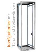 Offener 19"-Schrank - 42 HE - 600 x 800 mm - 4 Montageschienen - 1000 kg Traglast - lichtgrau - konfigurierbar