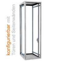 Offener 19"-Schrank - 42 HE - 600 x 600 mm - 4 Montageschienen - 1000 kg Traglast - lichtgrau - konfigurierbar