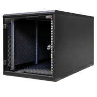 Kleiner schallgedämmter 19"-Serverschrank RCA von TRITON - 12 HE - BxT 600x900 mm - Glastür - 2 x Super Silence Lüfter - Rollen - schwarz