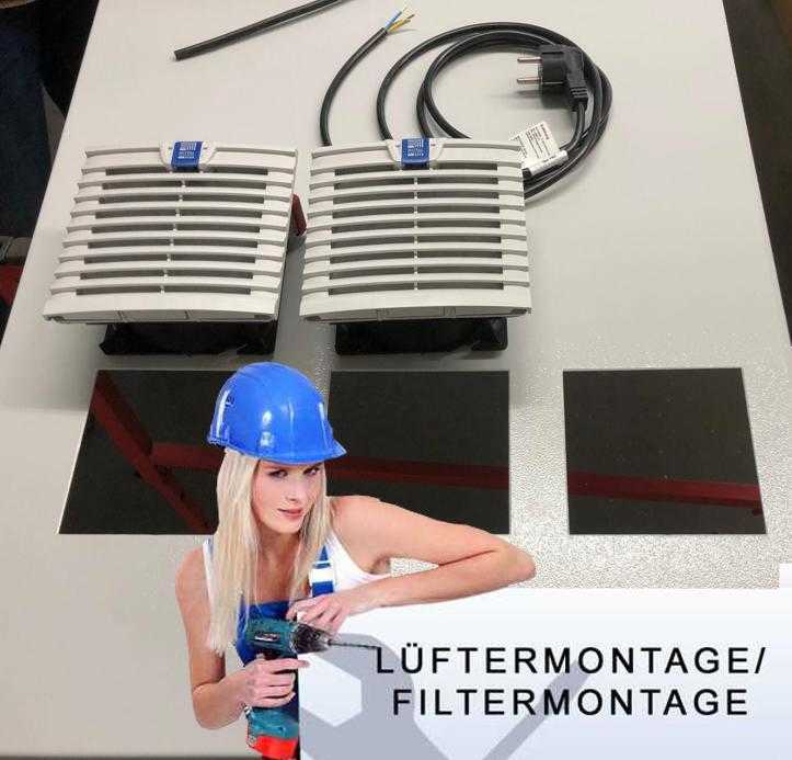 Lüftermontage / Filtermontage mit Bohrungen + Verkabelung