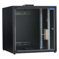19"-Stand-/Wandschrank RESISTER aktiv - erhöhter Staubschutz IP50 - 12 HE - Glastür - BxT 600x600mm - Aktiv-Lüfter - schwarz