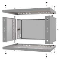 19"-Wandverteiler TAUNUS von IT-BUDGET - 6 HE - 450 mm Tiefe - Sichttür - Schloss - lichtgrau