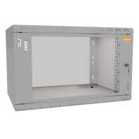 19"-Wandverteiler TAUNUS von IT-BUDGET - 6 HE - 450 mm Tiefe - Sichttür - Schloss - lichtgrau