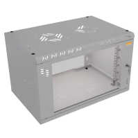 19"-Wandverteiler TAUNUS von IT-BUDGET - 6 HE - 450 mm Tiefe - Sichttür - Schloss - lichtgrau