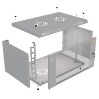 19"-Wandverteiler von IT-BUDGET - 6 HE - 450 mm Tiefe - Sichttür - Schloss - lichtgrau