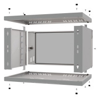 19"-Wandverteiler von IT-BUDGET - 6 HE - 450 mm Tiefe - Sichttür - Schloss - lichtgrau