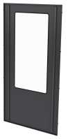 Abschlusswand mit Sichtfenster für Einhausungskorridor der Data Box - 42 HE + 100 mm Sockel - schwarz