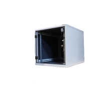 Kleiner schallgedämmter 19"-Serverschrank RCA von TRITON - 12 HE - BxT 600x1000 mm - Glastür - 2 x Super Silence Lüfter - Rollen - lichtgrau