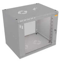 19"-Wandverteiler TAUNUS von IT-BUDGET - 9 HE - 450 mm Tiefe - Sichttür - Schloss - lichtgrau