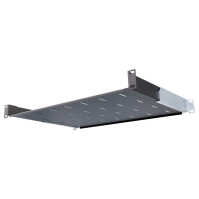 19"-Fachboden / Geräteablage - Tragkraft 40 kg - Tiefe 350 mm - tiefenvariable Befestigung - schwarz
