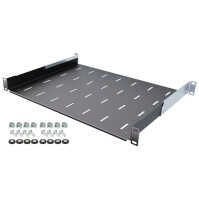 19"-Fachboden / Geräteablage - Tragkraft 40 kg - Tiefe 350 mm - tiefenvariable Befestigung - schwarz