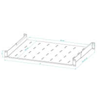 19"-Fachboden / Geräteablage - Tragkraft 40 kg - Tiefe 350 mm - tiefenvariable Befestigung - schwarz
