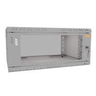 19"-Wandverteiler TAUNUS von IT-BUDGET - 4 HE - 350 mm Tiefe - Sichttür - Schloss - lichtgrau