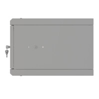 19"-Wandverteiler TAUNUS von IT-BUDGET - 4 HE - 350 mm Tiefe - Sichttür - Schloss - lichtgrau