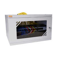 19"-Wandverteiler TAUNUS von IT-BUDGET - 4 HE - 450 mm Tiefe - Sichttür - Schloss - lichtgrau