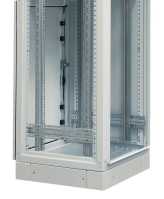 Serverschrank SZE2 mit Klimaanlage von Cosmotec/Stulz - Kühlleistung 300 - 3000 W - 33 HE - 600x1000 mm - Glasfronttür - Sockel - lichtgrau