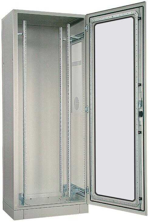 Serverschrank SZE2 mit Klimaanlage von Cosmotec/Stulz - Kühlleistung 300 bis 5600 W - 42 HE - 800x1000 mm - Glasfronttür - Sockel - lichtgrau