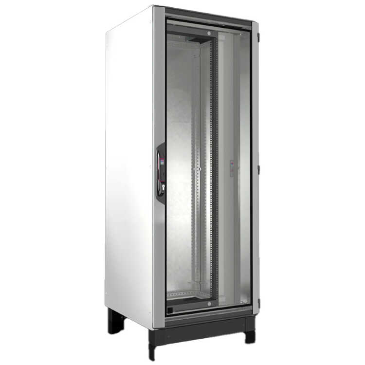 19"-Serverschrank VX IT mit 19"-Schwenkrahmen von RITTAL - 40 HE - BxT 800x800 mm - Sichttür - Rückwand -  inkl. Sockel - Stahlblech - lichtgrau