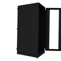 IS-1 Serverrack SCHÄFER mit Cosmotec/Stulz Kühlgerät - Kühlleistung 300 bis 5200 W - Sichttür - Vollblechtür - 43 HE - 800x1000 mm - Sockel - schwarz