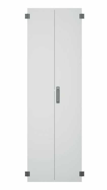 Vollblech-Doppeltür für SZB IT Rack mit 42 HE x 800 mm Breite - vertikal geteilt - 3-Punkt-Schliessung - lichtgrau
