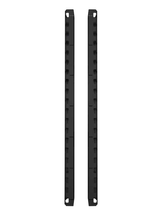 1 Paar vertikale Kabelkanäle mit Deckel und Snap-lock System - Stahlblech - 38 HE - schwarz